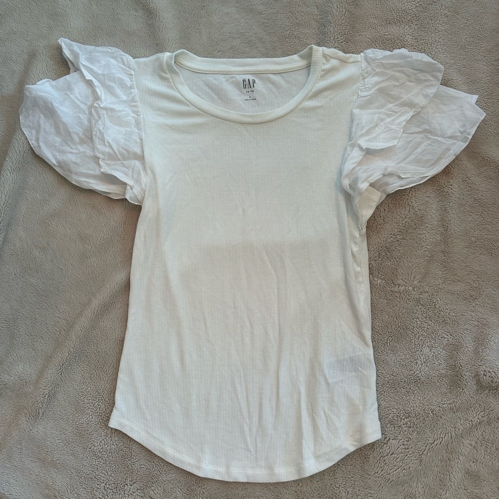 Gap Mini Rib Ruffle Sleeve Top - Picture 2 of 6